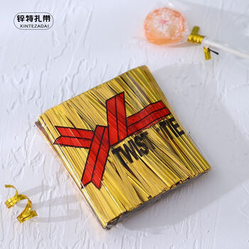 Sealing rope, golden wire tie, colorful metal silver wire tie, hand-packed flower bread material gift, gold 8cm, 800 pieces * 3 packs (about 2400 pieces)