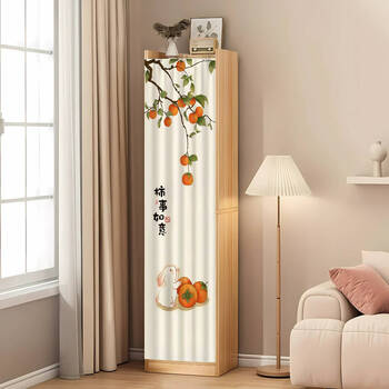 Fantasy narrow cabinet with curtains, doorless cabinets, cabinet door curtains, sliding rails, simple bookcases to cover ugly debris, dust-proof cloth curtains, everything goes well - suede shopkeeper strong, curtain width 30x height 80cm, the whole piece comes with velcro