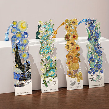 Teacher's day gift for the beginning of school season, meet van gogh's oil painting, metal hollow bookmark, high-value prize, tassel book clip souvenir, souvenir, beginning of school stationery for friend's birthday
