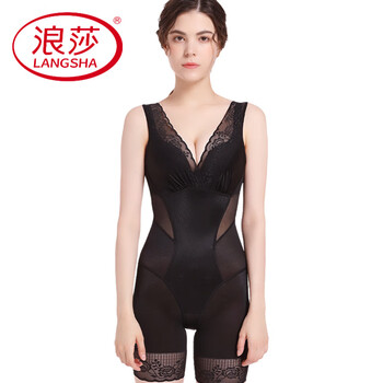 Langsha back-off strong and traceless body shaping underwear slimming slimming waist and hip lifting one-piece shapewear black - boxer angle strong back-off m suitable for 96-110