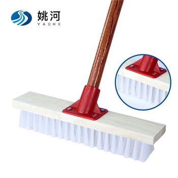 Long-handled floor brush cleaning artifact, hard-bristled brush, bathroom tiles, kitchen carpet, bathroom, cement floor brush, floor seam dead corner cleaning artifact, 30cm white floor brush (reinforced rod hard-bristle brush)
