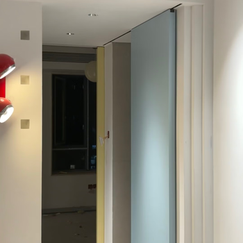 Trackless ghost door wooden door invisible door antique style decorative painting barn door hidden bathroom kitchen suspended door custom blue door customized according to size