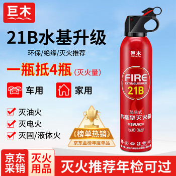 Giant wood car fire extinguisher for home private cars water-based 21b explosion-proof and high temperature resistant small portable car annual inspection set 620ml water-based 21b high-efficiency anti-reignition