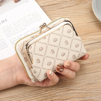 Tuzun new wallet women's fashion zipper short coin purse large capacity coin clip bag multi-card slot card bag wallet off-white