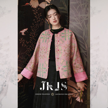 Jk&js baoxianghua jacquard jacket women's new chinese style old money top spring and autumn niche long sleeve pink purple baoxianghua xl