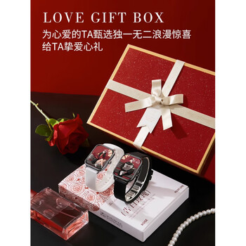 Hkmw is suitable for a pair of smart watches for couples. 520 chinese valentine's day gifts for boyfriends and girlfriends to pay and make calls, running sports bracelets. 1 pair of gold-plated bow couple watches + confession perfume * 1 + rose * 1 +