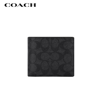 95% new coach brand direct supply men's short folding wallet card holder black gray cw380