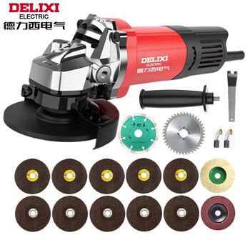 Delixi electric angle grinder cutting machine household hand grinder polisher grinder hand grinder grinder gd1365 electric tool woodworking stone metal grinding and cutting package high power 800w