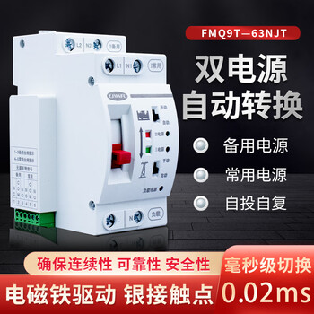 Household 220v dual power automatic transfer switch fmq9t-63a dual-channel power millisecond switching uninterruptible power supply pc grade 10a 2p