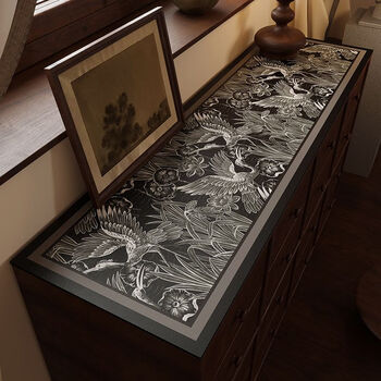 Domeiya new chinese style dining table mat tv cabinet mat waterproof and oil-proof dining table mat shoe entry cabinet mat dust-proof mat xuanpu lingyuan 40*200cm