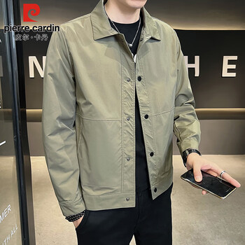 Pierre cardin jacket men's spring and autumn casual workwear lapel jacket men's handsome loose top men's green xl