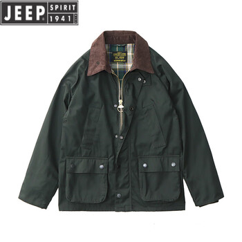 Jeep spirit2025 new workwear oil wax jacket ami khaki american retro corduroy lapel hunting jacket men's spring and autumn dark green oil wax style m