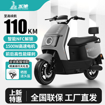 Wuyang official authentic high-speed 60v72v electric motorcycle for adult men and women commuting battery scooter meteorite gray/speed 70m/front and back double discs/backrest version 72v26a/new graphene battery/wooden frame delivered