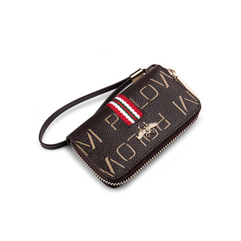 Williampolo contrast color bee pattern car key bag women's fashion cowhide small colorful wrist strap key bag red matching