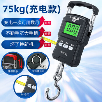 Pgy imported from japan, high-quality, high-precision portable electronic scale, small courier scale, portable household hook, hand-pull, rechargeable chinese model 75kg, with tape measure and free charging cable