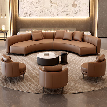 Zhenhang company hotel lobby sofa sales office rest area reception negotiation beauty salon hall curved sofa combination coffee color 2.8 meter long sofa + 3 singles + coffee table