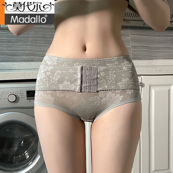 Modal waist slimming artifact butt lifting pants thin summer breasted low waist tummy tightening pants strong belly slimming belly corset gray 1-piece xl (95-115 catties)