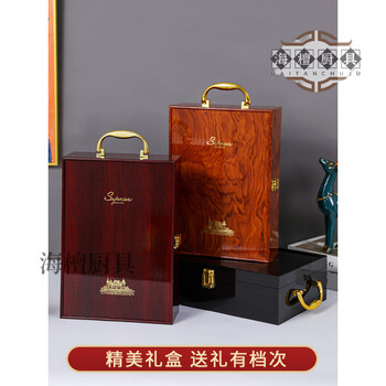Manufacturer wholesale pure handmade mooncake handbag thickened red gift box empty box piano paint double rosewood double strap