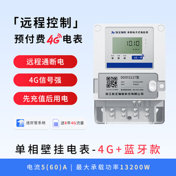 Shiwang iot prepaid single-phase rental house dedicated remote control recharge meter reading three-phase four-wire smart meter 4g wall-mounted