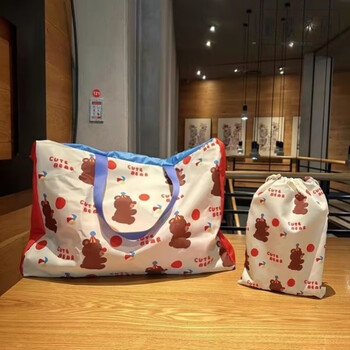 Kindergarten quilt storage and packing bag cartoon thickened waterproof and mildew-proof bag quilt anti-60*40*15 white bear (excluding small storage bag)-t59