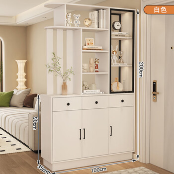Palm pearl home solid wood entrance cabinet double-sided partition facing the door foyer shoe cabinet small apartment living room storage multi-functional wine cabinet right solid wood ecological board warm white length 100 depth 35