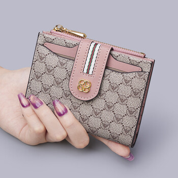 Williampolo wallet women's short 2026 new thin and compact coin purse fashionable high-end driver's license card holder for girlfriend pink print
