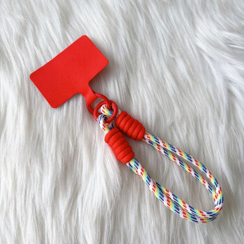Gang shell yuanqi dopamine mobile phone lanyard wrist hanging new solid color explosive model anti-lost multi-function anti-fall simple explosive model fashionable versatile short double buckle suspender all-purpose versatile all-purpose hand strap new year red double ring rainbow double buckle design