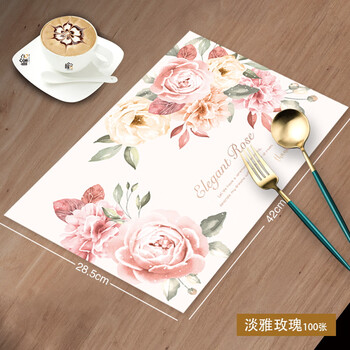 Shili disposable placemat paper western food home placemat nordic style restaurant birthday party table mat paper day elegant rose 100 sheets