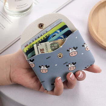 Cute and cute bag, creative card holder, key bag, elephant leather, cute coin purse for women, mini clutch, coin bag, pink cow, minimalist/light luxury