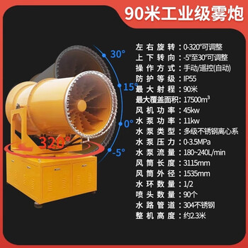 Daihuo fog cannon machine construction site dust removal spray environmental protection high-power sprinkler equipment dustproof and dehumidification industrial grade mobile vehicle-mounted industrial grade range 90 meters multi-stage centrifugal pump (including special