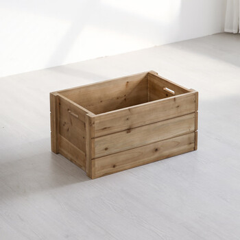 Ni zhier solid wood box storage box box retro storage box supermarket rectangular pile basket fruit display wooden frame box old wood color thickened large size 60*38*40cm (board thickness 1.7cm)