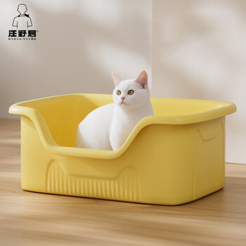 Wang yejun cat litter box extra large open-top heightened fence anti-splash into a kitten toilet extra large cat poop box