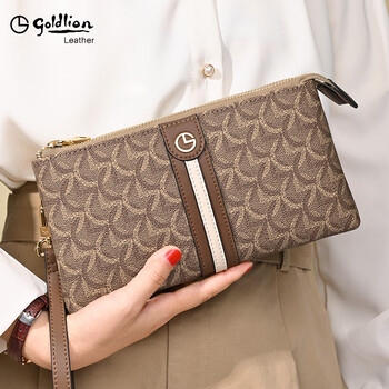 Goldlion g+ goldlilai wallet women's long 2025 new double zipper handbag large capacity wallet high-end hand bag officially authorized