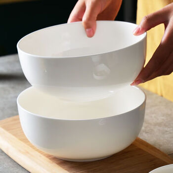 Remec pure white bone china 7-inch noodle bowl set of 2, soup bowl, bone china bowl, white bowl, salad, noodles, instant noodle bowl