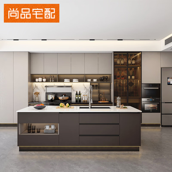 Oluoxun custom-made shangpin home furnishing cabinets, customized integrated island kitchen cabinets, stove cabinets, integrated quartz stone countertops, customized gold (the specific price is subject to the actual plan)
