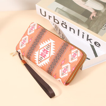 Gumanti wallet women's double zipper long clutch fashionable simple large capacity double layer coin clip mobile phone bag orange