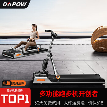 Dapao four-in-one multi-function treadmill for home use, installation-free, silent, fully folding treadmill, rowing machine power station, qin 1 xinghan silver | 3.0hp brushless motor