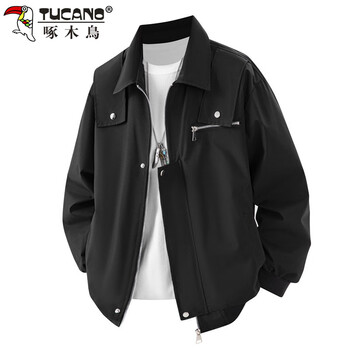 Woodpecker (tucano) jacket men's jacket men's autumn and winter outdoor lapel american retro loose trendy workwear men's black xl