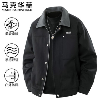 Mark huafei jacket men's spring and autumn lapel long sleeve jacket couple outdoor casual versatile top black xl