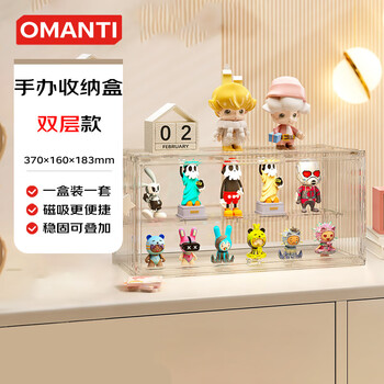 Omanti blind box storage box display box layered transparent lego figure storage box bubble mart toy display stand