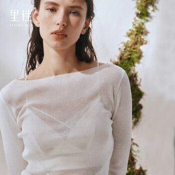 Livary mio mist shrouded two-piece top sexy slightly see-through sweater morning white s (160/84a)