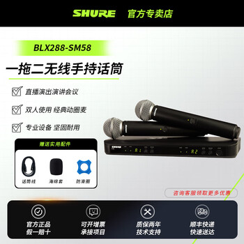 Shureblx288/beta58a/sm58/pg58 wireless one-to-two microphone live broadcast internet celebrity microphone blx288/sm58 (heart-shaped)