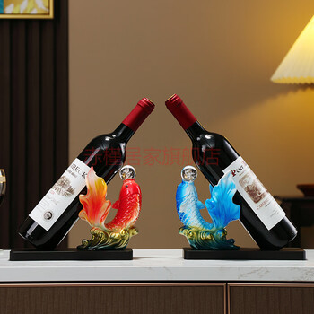 Red hibiscus light luxury koi red wine rack lucky ornaments every year you have fish wine cabinet open grid new home dining table decoration sideboard pair every year you have surplus red wine racks (orange + blue)