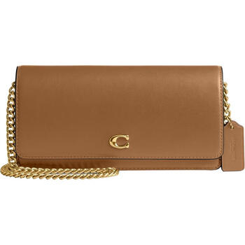 Coach women's long wallet with double buckle chain, can be carried on the shoulder, leather with multiple card slots, practical gift for girlfriend initial