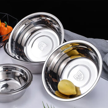 Zishan 304 stainless steel soup basin with flat bottom and extra thick soup bowl iron basin iron bowl egg beating basin children's rice bowl kitchen canteen 16cm stainless steel soup basin