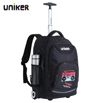 Uniker silent wheel trolley backpack girls elementary school boys junior high school fashion travel leisure luggage backpack golden song 11123m