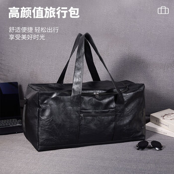 Easy travel travel bag business large capacity business travel pu leather handbag luggage bag shoulder outing travel storage bag black