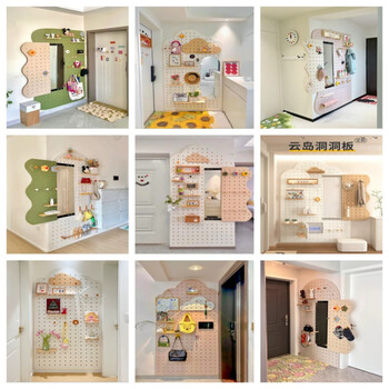 Solid wood hole board entrance hall with mirror integrated home full-length mirror storage hanging clothes storage rack main picture