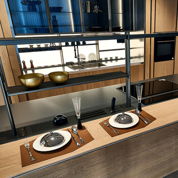 Baineng whole house custom kitchen cabinets stainless steel countertops open cabinets home overall decoration deposit brown deposit