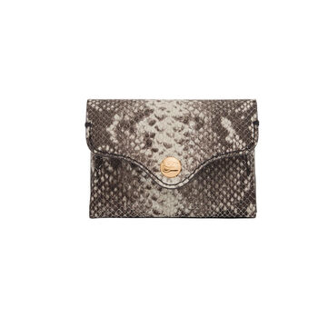 Fossil women's python leather card holder 9cm compact card storage multifunctional fashion wallet python color blocking one size